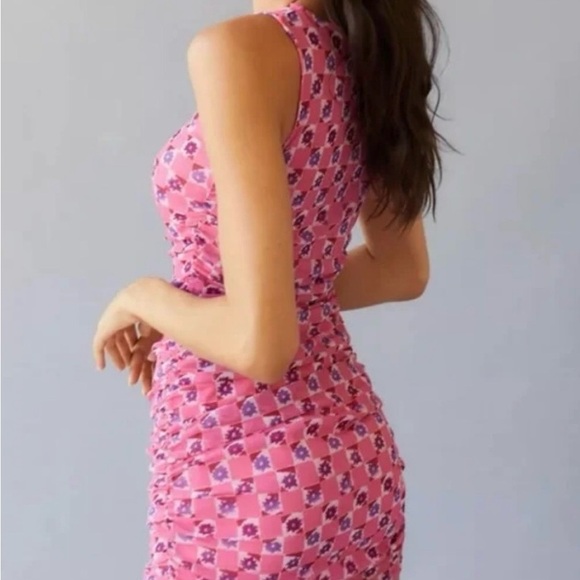 Urban Outfitters Mini Dress with Ruched Sides—Pink & Purple - Picture 7 of 8